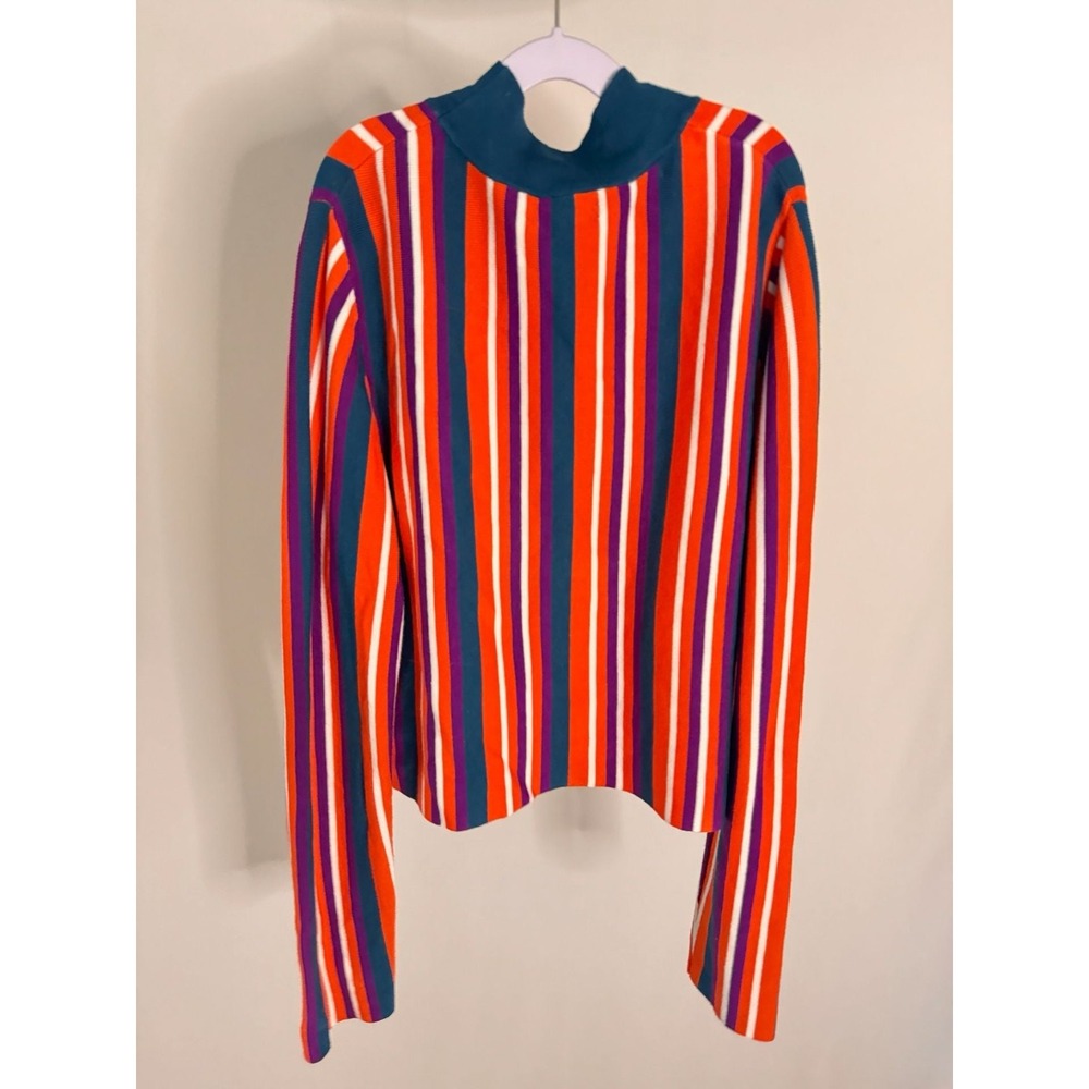 Victor Glemaud - Mock Neck Striped‎ Sweater - Multi-Color - S - Womens